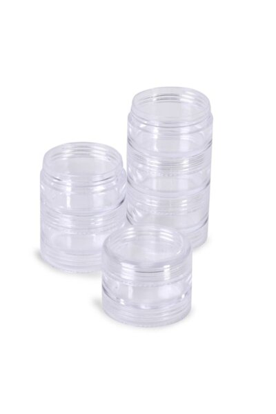 SHOPIENS Set of 6 Round Transparent Plastic Organizer Boxes, 3.9 cm Dia x 2 cm H - MYONNA