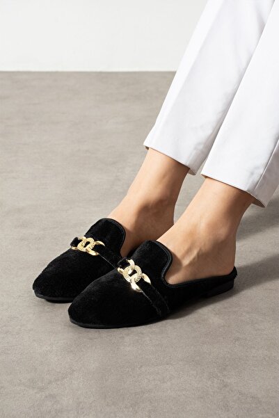 FUGA MODA Papuci de casă pentru oaspeți Rivya, negri, scurti și eleganti, pen...