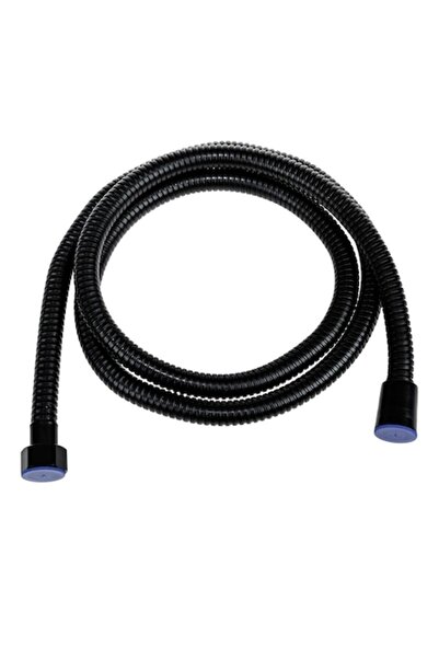 SHOPIENS Spiral Steel Shower Hose, Black, 1/2", 1.5 m