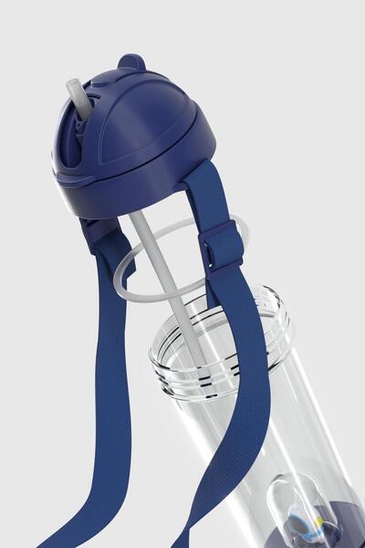 Renga Cosmo Astronaut Figured 385 ml Tritan Children's Water Bottle with Straw and Strap 912147 Blue
