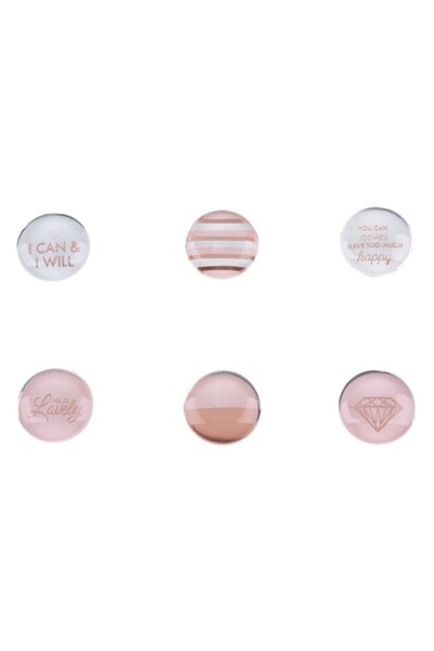 SHOPIENS Magneți rotundi tip tablă, suprafață de sticlă, roz, set de 6