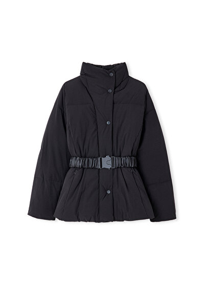 İpekyol Deri görünümlü elastik kuşaklı mont