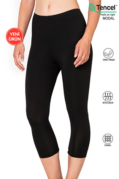ÖZKAN underwear Özkan 27778 Women's Premium Fabric Modal Cotton Below-Knee Straight Capri Leggings Flexible Comfortable Soft