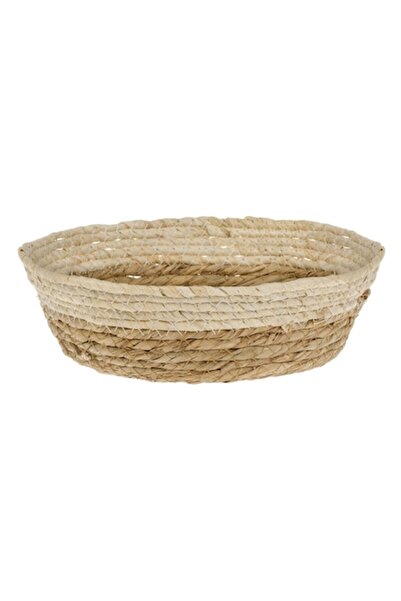 SHOPIENS Storage Basket, Round, Corn Fiber, Brown-Beige, Ø24cm x H8cm