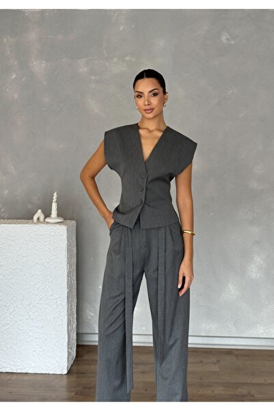 Nesil Sleeveless Cup Vest Pants Casual Stylish Special Occasion Women's Set