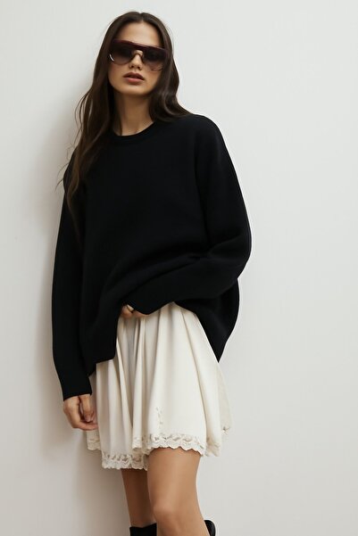 HAKKE Beard Rope Bagel Collar Ends Ribbed Knitwear Sweater