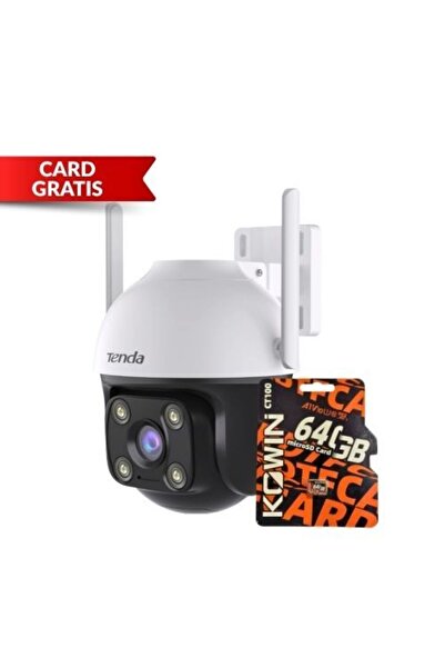 Tenda Outdoor Rotating Wi-Fi Camera, Free 64GB Card, 4MP, AI Detection, Dual-Lens 360, Two-way Audio