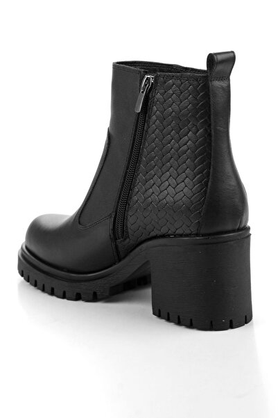 Bambi Siyah Siyah Hakiki Deri Kadın Bot & Bootie K02040500303