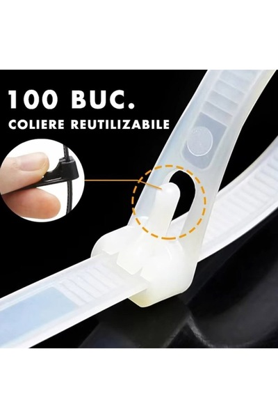 OEM Set of 100 reusable plastic ties, large size, 7.2 x 700 mm