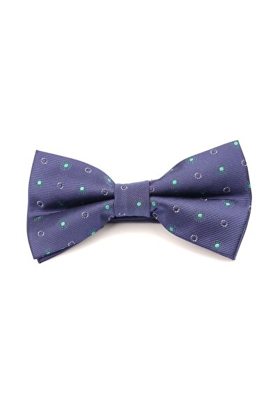 6AM Ceremony Papion albastru cu imprimeu cu buline verzi și albe