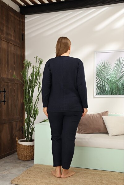 LİLA İÇ GİYİM KIŞLIK GENİŞ KALIP ANNE UZUN KOLLU PIJAMA TAKIMI