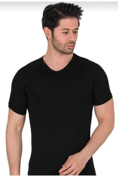 Berrak 1027 Men's Short Sleeve V-Neck Elastane T-Shirt 6 Pieces
