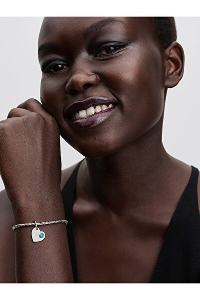 Pandora İşleme Yapılabilir Kalp Turkuaz Mavi Taşlı Sallantılı Charm