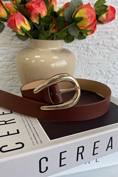 MELEK ARAZ Curea de damă cu cataramă lată – maro