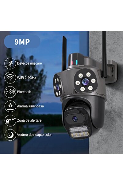 DeVeghe T31 Triple WiFi Surveillance Camera 9MP Full HD Outdoor 5x Zoom + 64GB