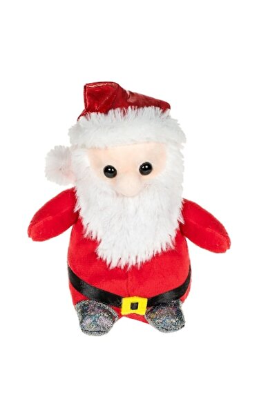 SHOPIENS Moș Crăciun de pluș cu pălărie strălucitoare, 18 cm, poliester, roșu