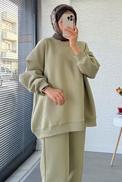 MELEK ARAZ Σετ φούτερ Oversize με παντελόνι Shalwar Cut – Πράσινο Καγκλά