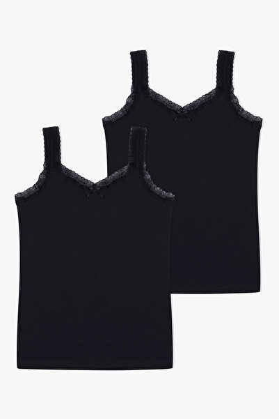 koza iç giyim Women's Cotton 2-Piece Sleeveless Lace Wide Strap Tank Top