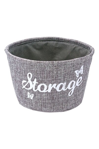 SHOPIENS Textile Storage Basket, Grey, 18 cm x 11 cm, 0.47 L