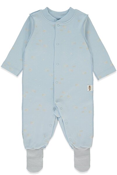 Bebetto ORGANİK İNTERLOK ÇORAPLI TULUM (ORGANIC SLEEPY SHEEPY) MAVİ