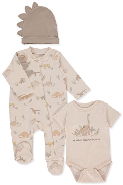 Bebetto طقم بدلة بسحاب إنترلوك مكون من 3 قطع (للمحترفين والرجال) بيج