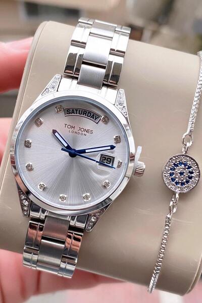 Tom Jones Kadın kol saati orjinal çelik 3atm su geçirmez 2yıl garantili faturalı bileklik hediyeli