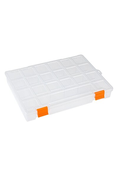 SHOPIENS Compartmentalized Storage Box, 21 Compartments, Transparent, 20.3x27.6x4.2 cm