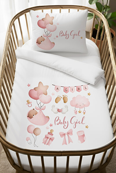 Little Hippo طقم غطاء لحاف سرير الأطفال مصنوع من القطن بنسبة 100% مقاس 60x100