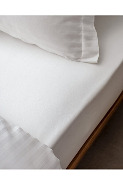 Madame Coco Elicia King Size 100% Cotton Striped Satin Duvet Cover Set - Ecru