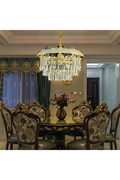 HAMER ثريا كريستال فاخرة نجف لوكس جلو ذهبي مودرن قطر 50 سم
