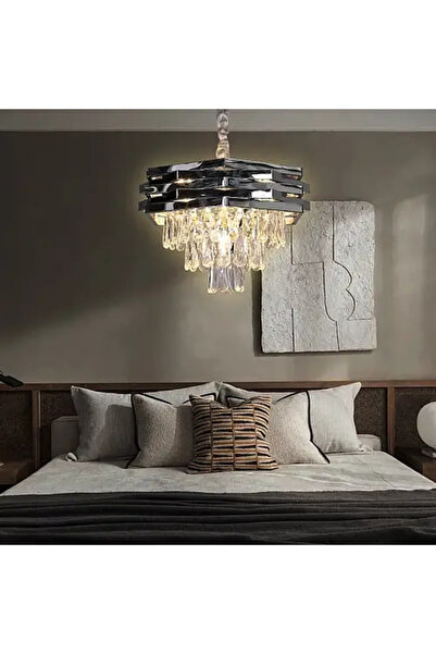 HAMER ثريا كريستال فاخرة نجف شيمر فضي مودرن قطر 40 سم