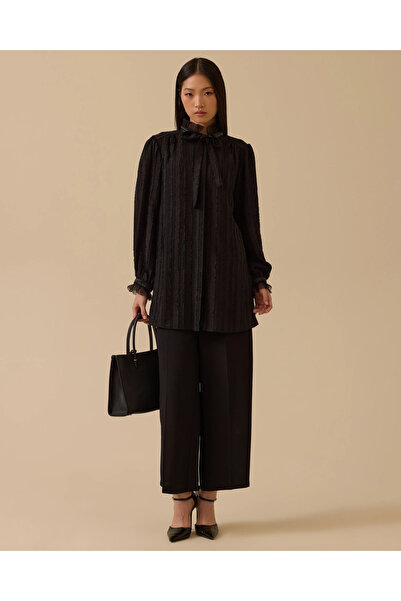 SCL Textured Chiffon Tunic with Scarf Detail