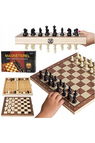 Other SZACHY WARCABY DREWNIANE MAGNETYCZNE KLASYCZNE TRYKTRAK 24X24 CM