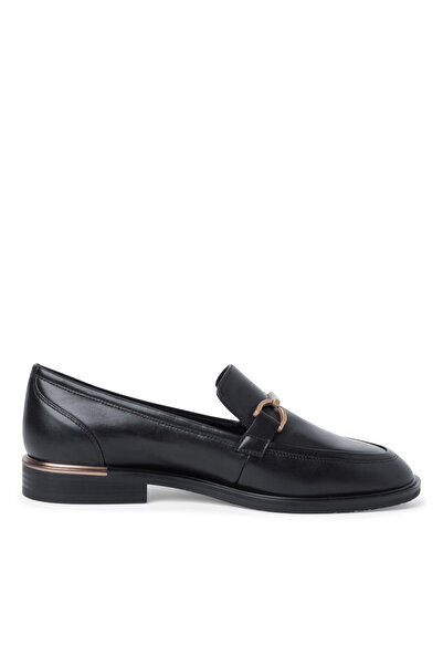 Tamaris black loafers with gold accessory
