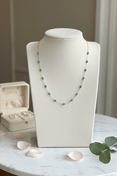 Utku Kuyumculuk 22 AYAR FİRUZE TAŞLI DORİKALI ALTIN KOLYE