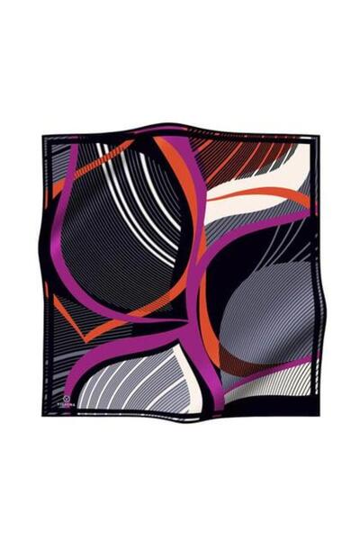 Vissona Μεταξωτό μαντήλι Tivil 60780 - 1 - 0001 - 0028 Μαύρο γκρι μοτίβο με ρίγες