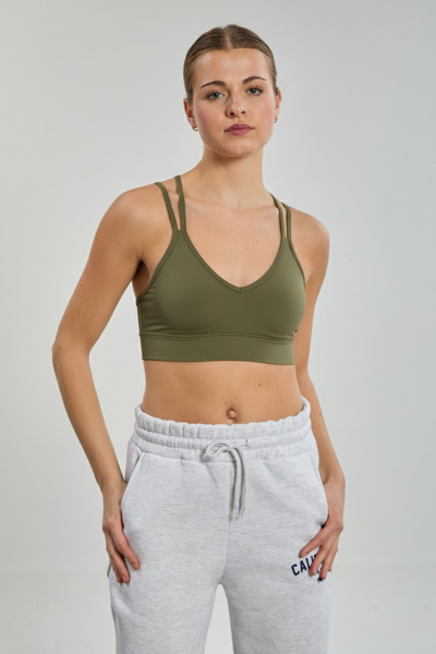 BARRELS AND OIL Women's Cross-Strapped Bustier - Khaki