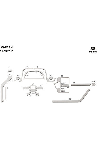 Marscockpitdesign غطاء كونسول توربيدو لسيارة بيجو كارسان جيست 2013، 38 قطعة