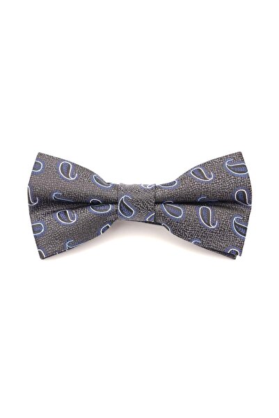 6AM Ceremony Black bow tie with blue paisley details – 100% silk