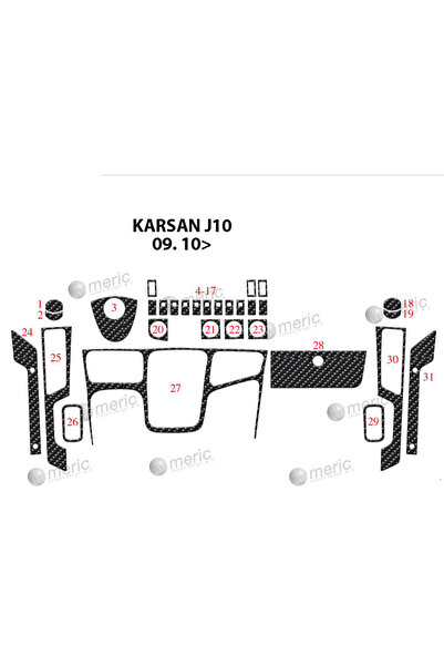 Marscockpitdesign غطاء كونسول توربيدو لسيارة بيجو كارسان J10 موديل 2010، 31 قطعة