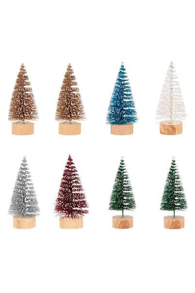 SHOPIENS Decorative Christmas Trees, Glitter Model, 10 cm, Multicolor, Set of 8