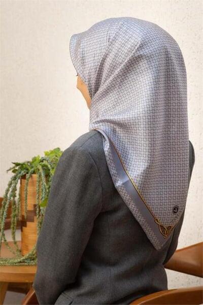 Vissona Μεταξωτό μαντήλι Tivil 60960 - 16 - 0028 - 0003 Γκρι κρεμ μονόγραμμο σχέδιο