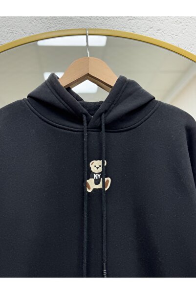 BENAHOLL Deloria Teddy Bear με τύπωμα 3 Κουκούλα με κορδόνια Sweat-CI8987 Μαύρο