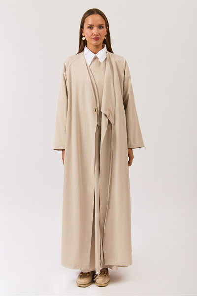 ZÜLAYS V Yaka Bağlamalı Abaya Taş