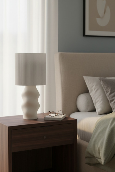 MCY DEKOR Zarif Dekoratif Abajur | Modern Dalga Formlu Tasarım