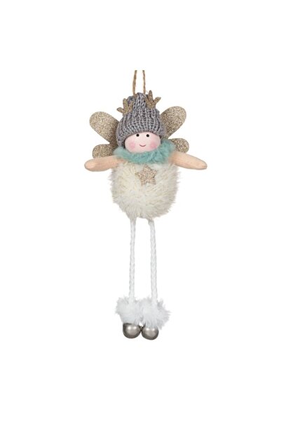 SHOPIENS Ornament de Crăciun pentru brad - Înger, Lemn și Poliester, Blană al...