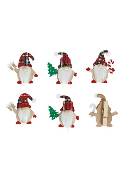 SHOPIENS Set de 6 pitici decorativi de Crăciun, model gnom, pălărie roșie în ...