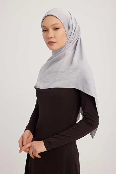 Wafa A1121 Ματ Σατέν Φουλάρι Ζακάρ 110x110cm - Ασημί