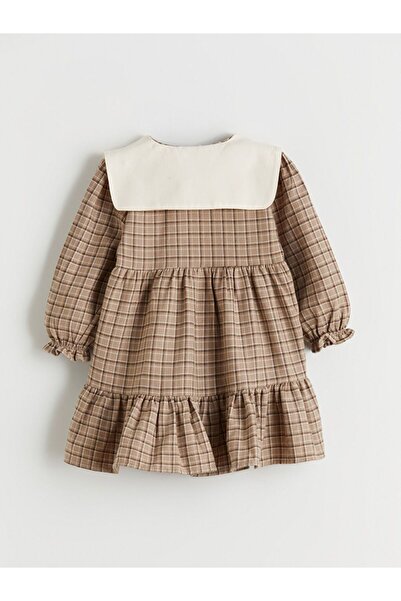 LC Waikiki LCW baby Bebe Yaka Ekose Desenli Kız Bebek Elbise