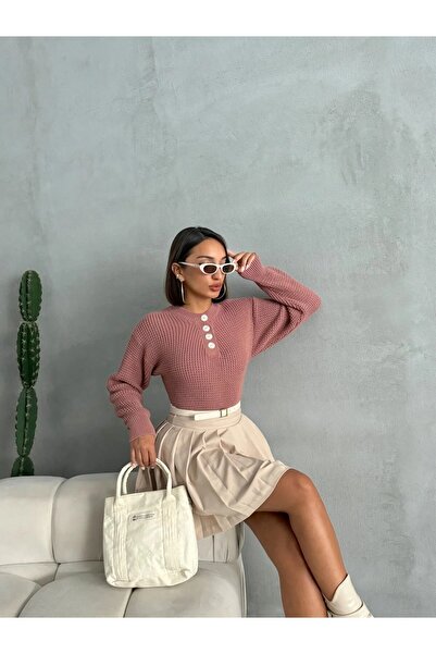 TRQOM Pulover de damă Cinnamon guler rotund elegant, cu mâneci lungi, cu textura moale, tricotaj casual